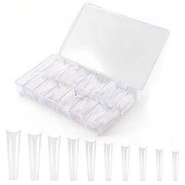 Nivofu 480 Piezas Uñas Postizas Largas y Transparentes, No C Curve Square Flat Nail Tips, Recto, Cónico, Uñas Postizas Francesas de Cobertura Completa para Salón de Uñas y Arte de Uñas DIY