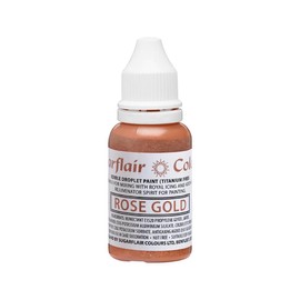 Sugarflair Edible Droplet Paint Food Colouring Liquid Rose Gold - Food Paint for Sugar Paste, Butter Cream - Can be Used with Airbrush - 14 ml