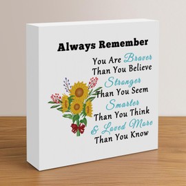 Inspirational Decor for Daughter Remember Sign Decor for Home Wood Box Sign Desk Decor for Office Positive Wood Plaque for Women Motivational Gift for Friend Coworker Christmas Birthday Gifts for Her