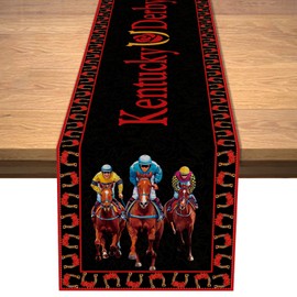 Vohado 2024 Kentucky Derby Table Runner 150th Roses Horse Racing Decorations Holiday Party Dining Room Home Kitchen Table Decor 72Inches Long
