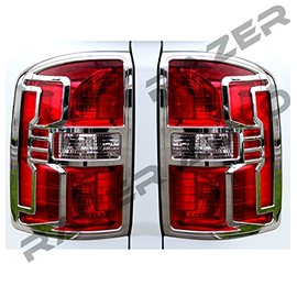 Razer Auto Triple Chrome Plated Taillight Trim Bezel Cover for 2014-2016 GMC Sierra 1500, 2015-2016 GMC Sierra 2500/3500/HD Non-Denali