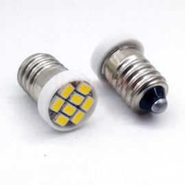 Ruiandsion 10pcs E10 Base LED Upgrade Bulb 1210 8SMD Chipsets 0.5W 12V Replacement for Flashlights Torch Light Bulbs,White