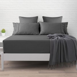 Imperial Rooms Small Double Fitted Sheet - Extra Deep Brushed Microfiber Bed Sheets 16"/40CM - Easy Care Soft Breathable Bed Sheet - Shrinkage and Fade Resistant (Charcoal)