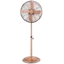 ARLIME Pedestal Fan, 16 Inch Oscillating Fan w/ 3 Speeds & Adjustable Height, 75° Oscillation & 20° Tilt, Heavy Duty Metal Aluminum Blades, Standing Fan for Bedroom, Home Office, Garage (Copper)