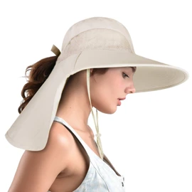 Camptrace Sun Hats for Women Men UPF 50+ UV Protection Wide Brim Hiking Fishing Hat with Neck Flap