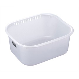 Inomata Chemical Washtub, Feeling, Square Shape, 13.8 inches (35 cm), Pearl White