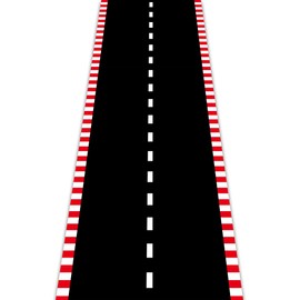 Racetrack Floor Running Black Racer Party Decoration Mat Road Table Runner Long Racetrack Tablecloth Drag for Party (Stripe Style, 16 ft x 2 ft)