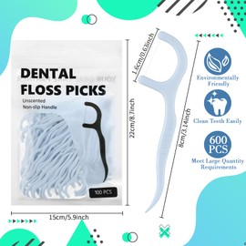 Baderke Baderke 200 Count Floss Picks Bulk Non Breakable Tooth Picks Flosser Dental Floss Sticks for Adults Teeth Cleaning Dental Flossers for Family Pack Travel(Light Blue)