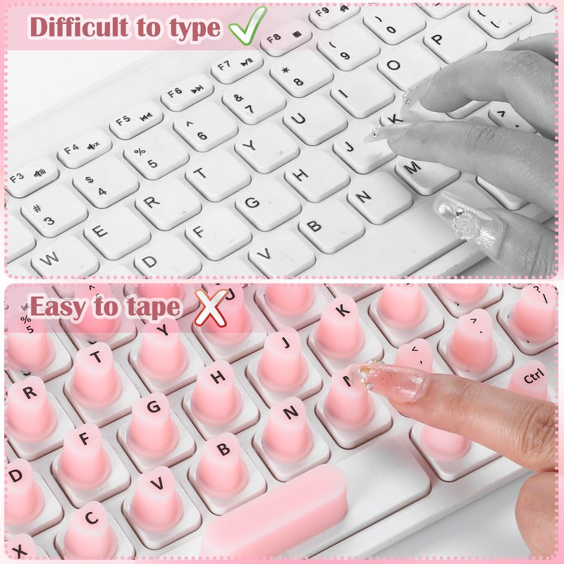 Kingdder 70 Pcs Keyboard Cover for Long Nails with Letters