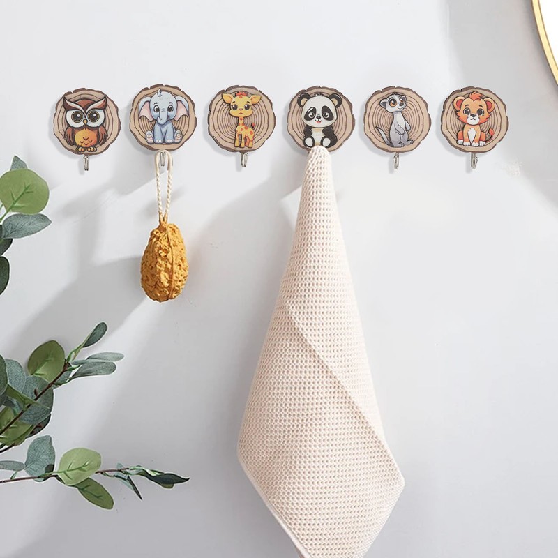 Children Cartoon Clothes Hook No Drilling Lovely Self Adhesive Kids