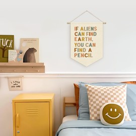 ETVISO Funny Classroom Banner, Meme Lingo For Classroom, If Aliens Can Find Earth You Can Find A Pencil, Wall Hanging Pennant Flag Banner Artwork Math Classroom Middle School Wall Decor