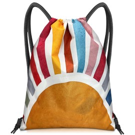 BHAHB Drawstring Backpack Draw String Bag Sports Gym Bags Waterproof Cute Aesthetic Sackpack for Women(13"×17")-Rainbow