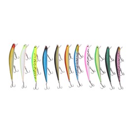 11 Pcs Simulation Minnow Lure Plastic Fishing Bait Fishing Accessories with 3 Hooks for Bass Freshwater