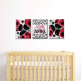 Big Dot of Happiness Happy Little Ladybug - Baby Girl Nursery Wall Art and Kids Room Decorations - Gift Ideas - 7.5 x 10 inches - Set of 3 Prints