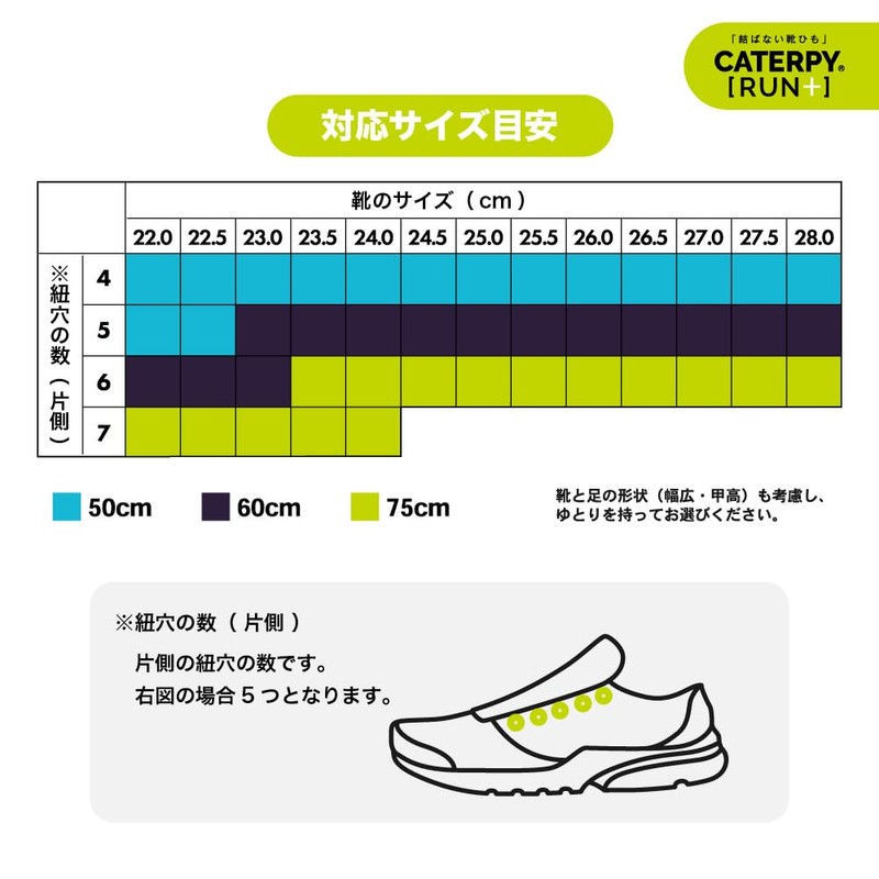 CATERPYRUN PR60-7JB Laces, Jaguar Black, 23.6 inches (60 cm), No