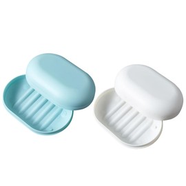 Four Plastic soap Dishes, Covered soap Dishes, Bathroom soap Stand. Used for Showers and Travel bathrooms
