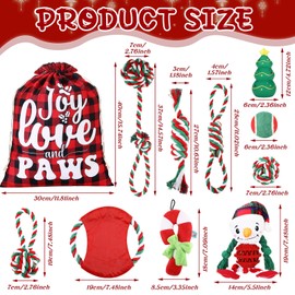 Abbylike 11 Pcs Christmas Dog Chew Toys Dog Christmas Stocking Gifts Washable Colored Cotton Rope Puppy Chew Interactive Toys Dog Tug of War Toy Rope Toy for Pets Small Medium Dogs(White Snowman)