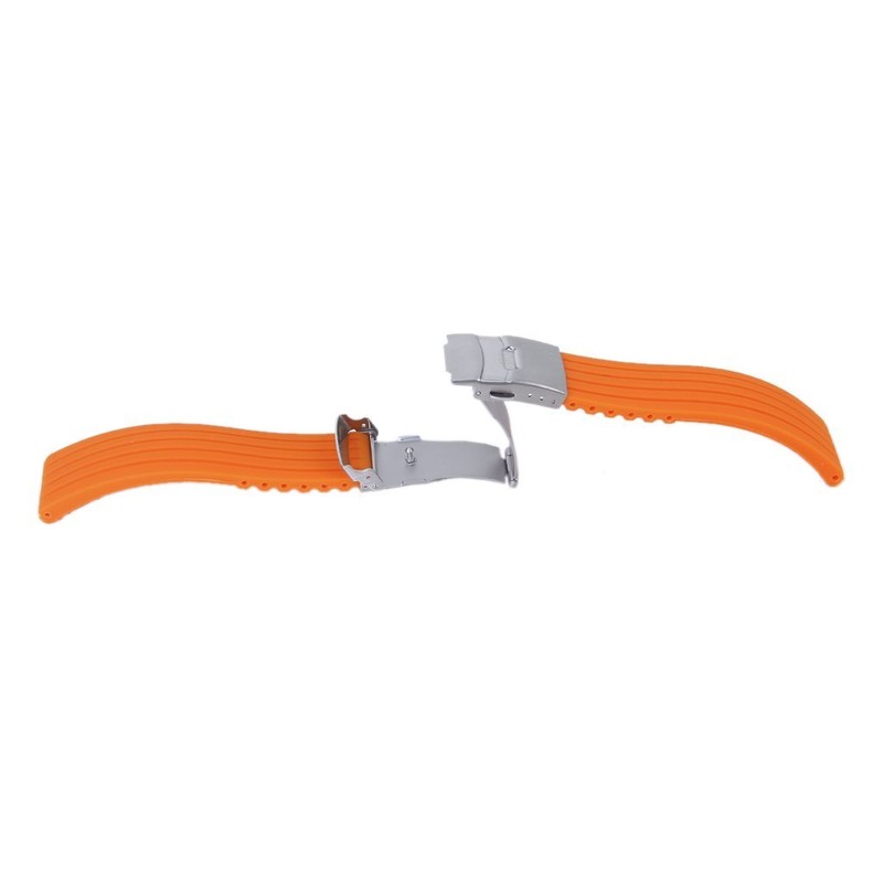 Gleader Orange Rubber Watch Strap Band Deployment Buckle Waterproof 22mm