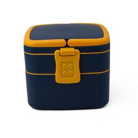 DIVCHI Lunch Box Meal Holder 2 Compartments Bento Boxes With Spoon & Fork Food Storage Dishwasher & Freezer Safe Lunchbox With Carry Handle for Men Women & kids (Blue)