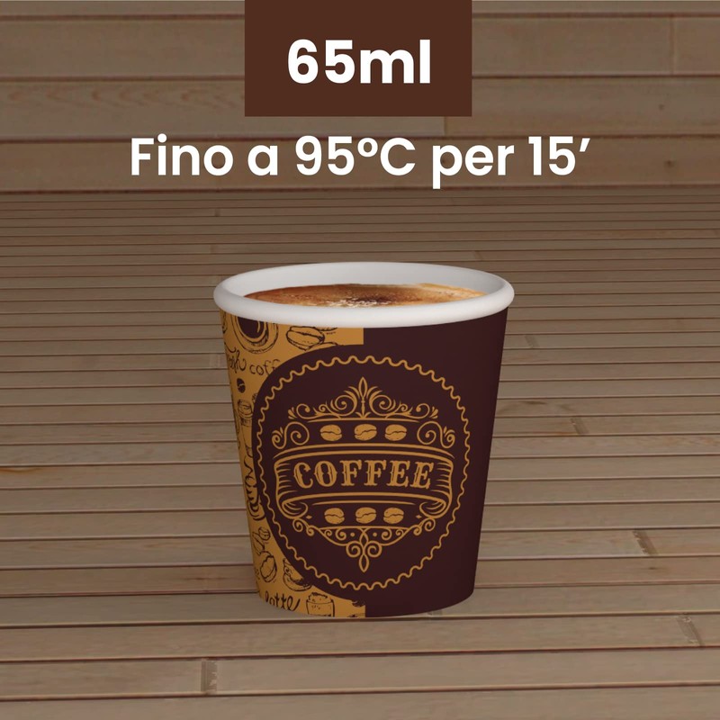100 PubCUP Paper Cups for Coffee 65ml Eco Friendly Biodegradable