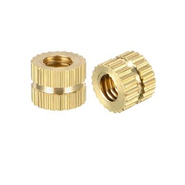 sourcing map Pack of 50 Knurled Screws Screw Nuts M4 x 5 mm (L) x 6 mm (OD) Brass