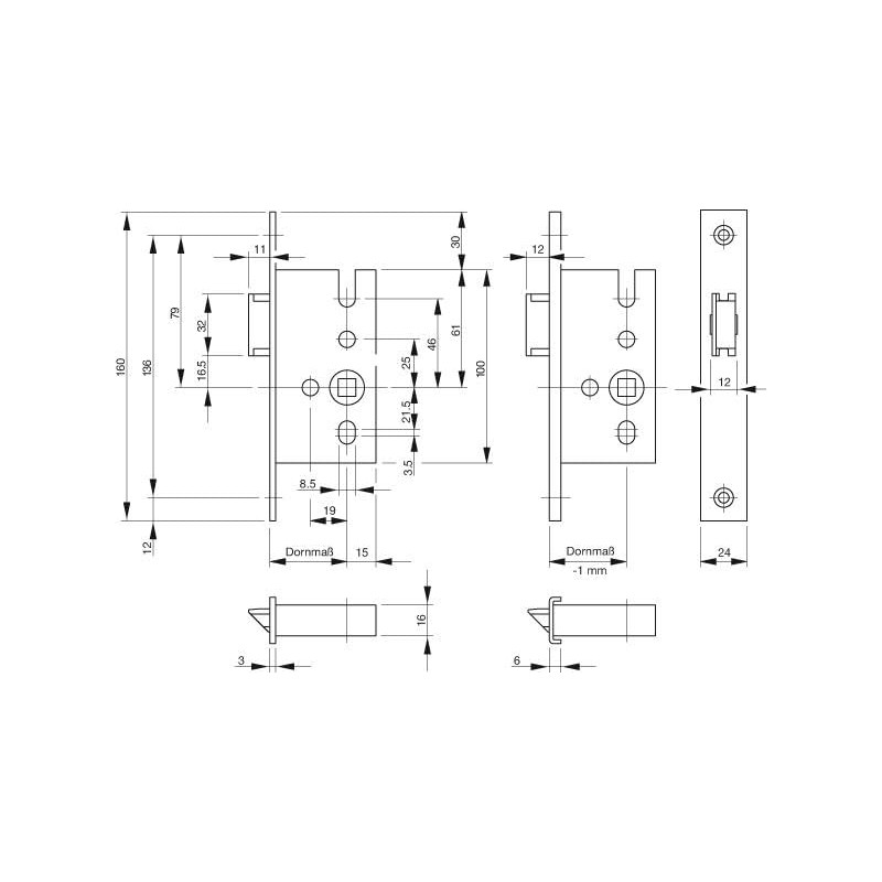 Tubular Mortice Latch Bolt DIN R / L 55 MM