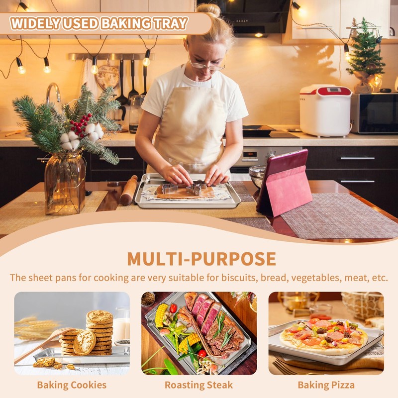 Stainless Steel Baking Sheet Set of 2, Deedro Cookie Sheet