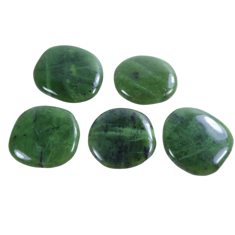 Nephrite (Jade) Disc Stone, Worry Stone Pocket Stone, High-Quality Gemstone