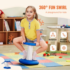 Happybuy Kids Wobble Chair, Active Sitting Stool with Sponge Cushion, Improves Focus & Posture for Children Ages 3-7, Ideal for Schools & Preschools, Blue