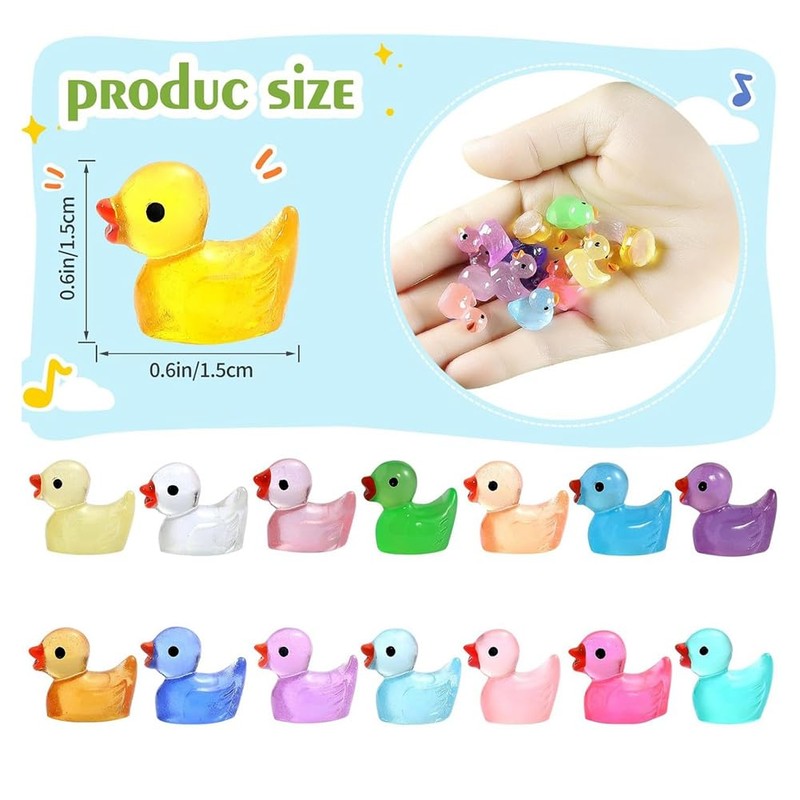 200 PCS Luminous Mini Resin Ducks Glow in The Dark