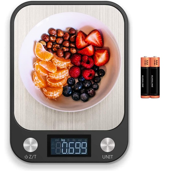 LEVADA PLUS Multifunktionale digitale Küchenwaage (15 kg) mit großem LCD-Display,