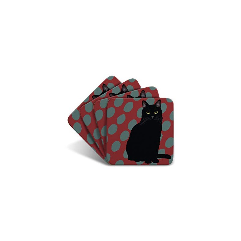 Black Cat - Set of 4 Coasters - Leslie Gerry
