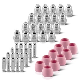 STAHLWERK AG-60 Plasma Accessories Wear Parts Plasma Nozzles + Electrodes + Ceramic Caps for AG-60 / SG-55 CUT Plasma Cutter Burner, Set of 50
