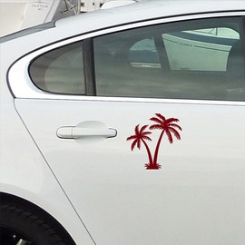 NBFU Decals Palm Tree Tropical 10 (Burgundy) (Set of 2) Premium Waterproof Vinyl Decal Stickers for Laptop Phone Accessory Helmet Car Window Bumper Mug Tuber Cup Door Wall Decoration
