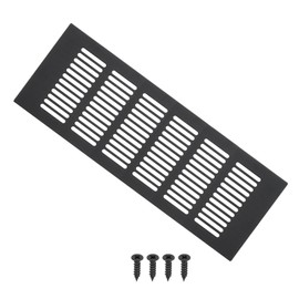 PATIKIL 10 x 4 Inch Door Air Vent Cover, Aluminum Grille Ventilation Cover Louvered with Mounting Screws for Cabinet Wardrobe Door, Black