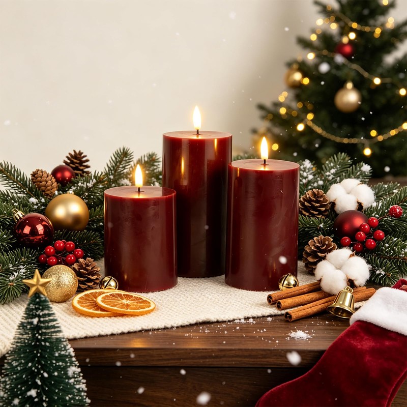 RosMank 3 Set LED Candles, Indoor & Outdoor Candles with