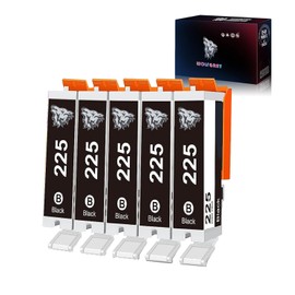 Wolfgray Compatible 225 PGBK Black Ink Cartridges Replacement for Canon PGI225 PGI-225PGBK Work with PIXMA iP4920 iX6520 MG6120 MG8120 MG5220 Printer (5 Large Black)