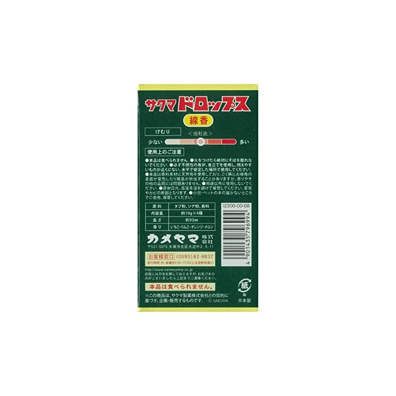 Sakuma Drops Mini Incense Sticks (Nostalgic Favorite Series), Approximately 0.4