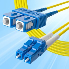 10Gtek Fiber Patch Cable - LC to SC OS2 1G/10G Singlemode Jumper Duplex 9/125 LSZH Fiber Optic Cord, Yellow, 1-Meter(3.3-ft), 4-Pack