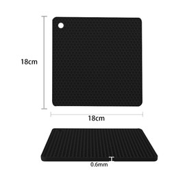 TENOC Silicone Trivet Mats for Hot Pots & Pans, Heat Resistant Pot Holder, Non-Slip Hot Pads for Dishes & Cookware, Multipurpose Kitchen Table Teapot Coaster, 7.1 Inch, Black