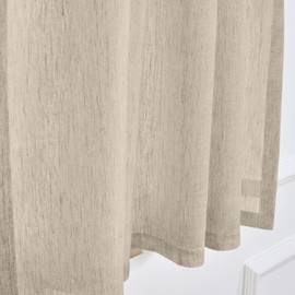Solino Home 100% Pure Linen Sheer Curtain 18 Inches - European Flax Natural Kitchen Curtain 52 x 18 Inch - Light Filtering Rod Pocket Window Treatment Panel for Cafe, Bedroom, Living Room