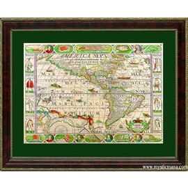 Antique World Map Reproduction 1652 Cartography Western Hemisphere America