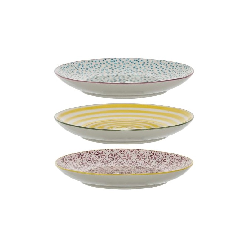 Bloomingville Patrizia Small Plates Blue Yellow Purple Ceramic Set of