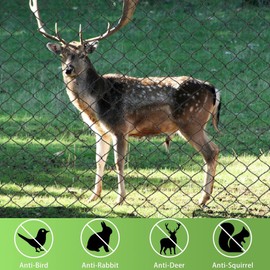 Junflying Bird Netting for Garden, 7.5X100 FT, 1/2“ Mesh, Strong Woven Deer Fence Netting for Garden Protection with Ties, Protect Vegetables, Fruit Trees, Blueberry Bushes, Strawberry Plants