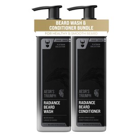 The Beard Struggle Radiance Beard Wash & Conditioner Bundle for Men - Platinum Collection - Pack of 2 - Aesir's Triumph - Nourish, Cleanse, Soften, & Strengthen Beard