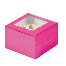 Fun Express Hot Pink Cupcake Boxes, 12 count - Each with Clear Window - Treat Boxes for Birthday Party, Events, Baby Shower, Wedding, and More