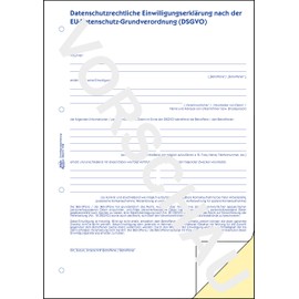 AVERY Zweckform 1782 Data Protection Declaration of Consent (Data Protection Form, According to DSGVO, DIN A4, Self-Copying, 2 x 40 Sheets) White/Yellow
