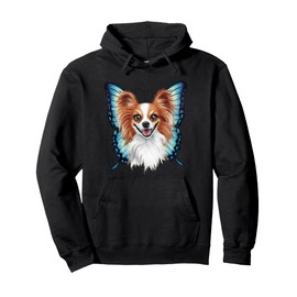 Cartoon Papillon dog with butterfly wings Pullover Hoodie