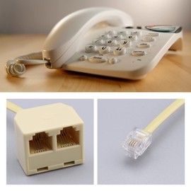 YINETTECH 4 Pieces Two Way Telephone Splitter Male to Female Converter Cable RJ11 6P4C Telephone Line Splitter Converter Cable for Landline