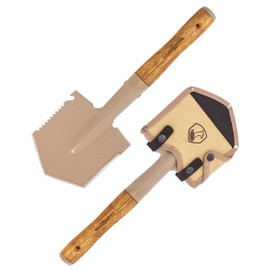 Condor Tool & Knife Condor Camping Shovel | 1045 High Carbon Steel Folding Shovel with a Burnt Hickory Handle | Survival Shovel with Canvas Molle Compatible Sheath | 1.8mm Thick | 4.26in Blade| 23.2oz